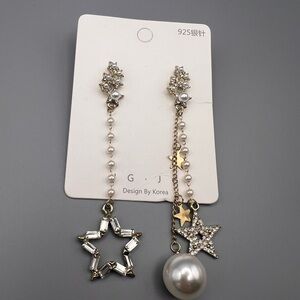 5/$25 FASHION Star and Pearl Dangle Earrings